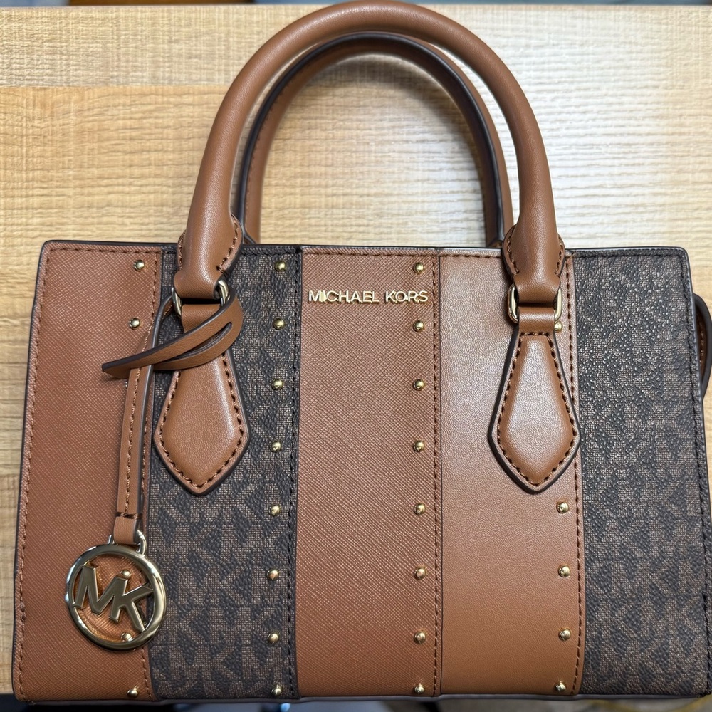 Michael Kors Sheila Small Studded Patchwork Satchel